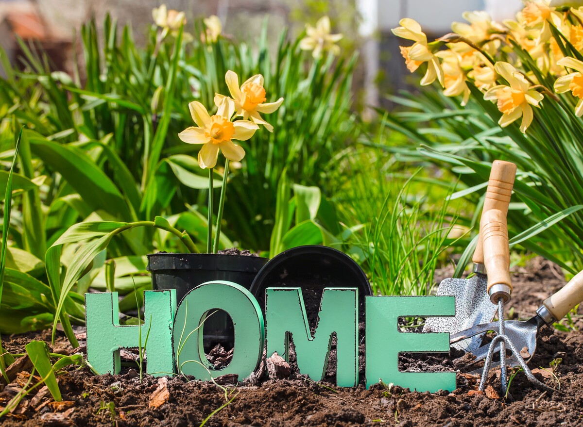 gardening beautiful spring flowers with garden supplies