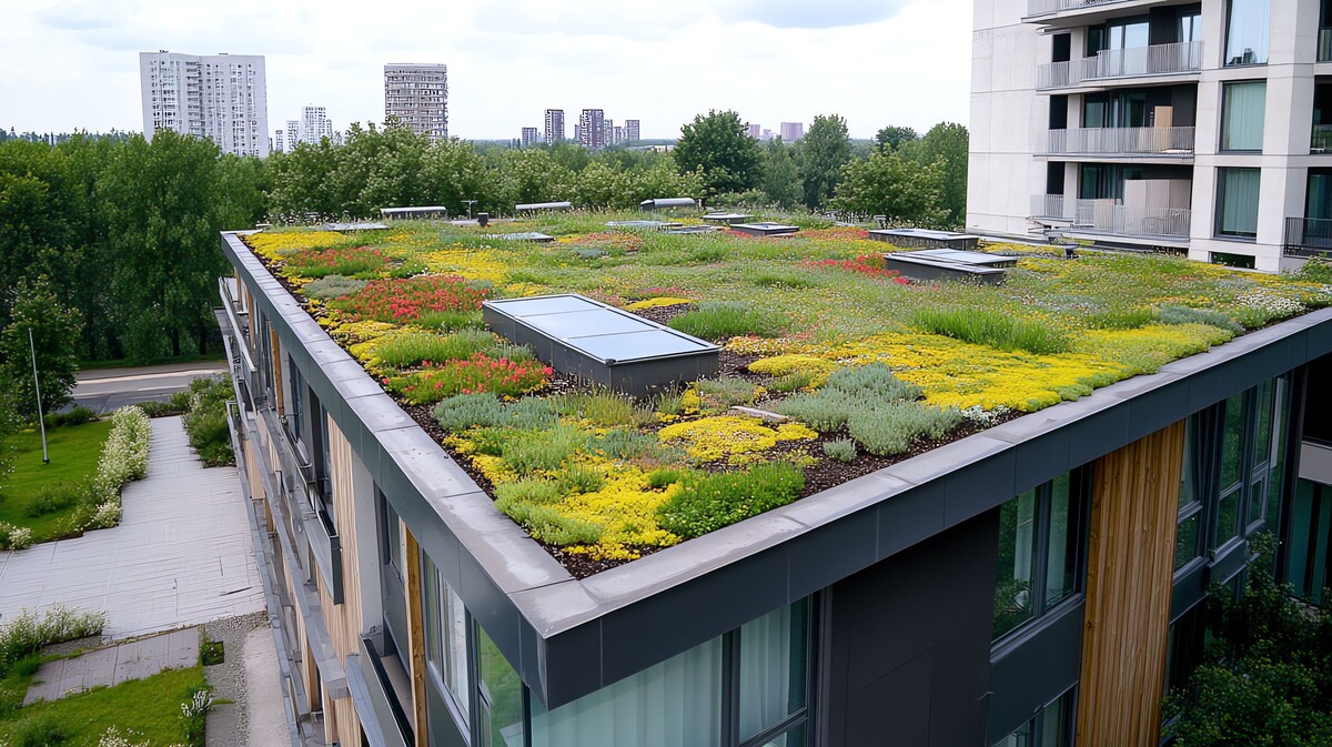 modern building with green roof showcasing sustainable design