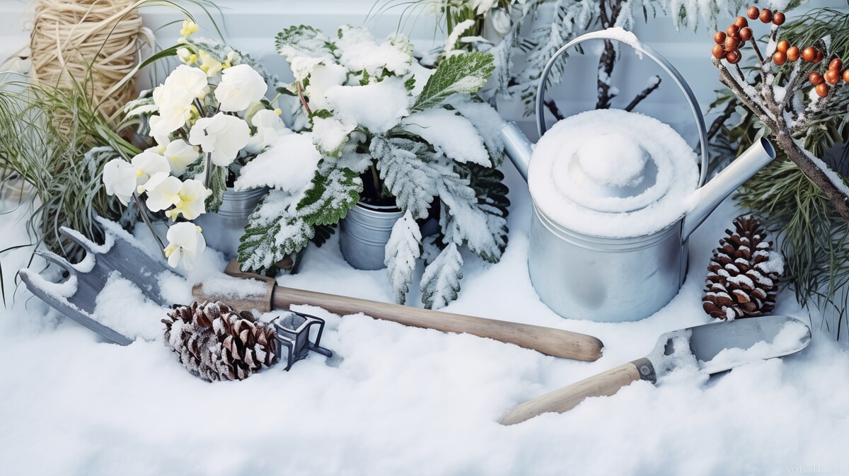 tending resilient plants nurturing life amid winters grasp ai generated